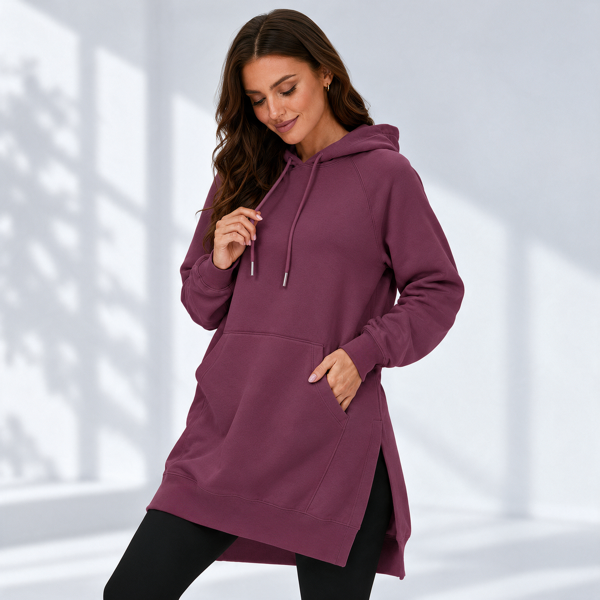 Women's Long Hoodie Dress – Casual & Cozy Winter Wear