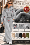 Women's 3-Piece Lounge Set – Hooded Jacket, Quarter-Zip Top & Wide-Leg Pants