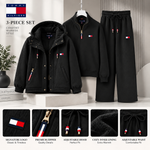 Women's 3-Piece Lounge Set – Hooded Jacket, Quarter-Zip Top & Wide-Leg Pants