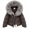 MANGO Women's Luxury Fur-Trim Hooded Cropped Down Puffer Jacket