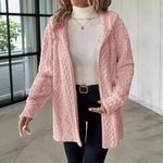 Women's Fuzzy Sherpa Hooded Cardigan, Soft Plush Fleece Open Front Coat