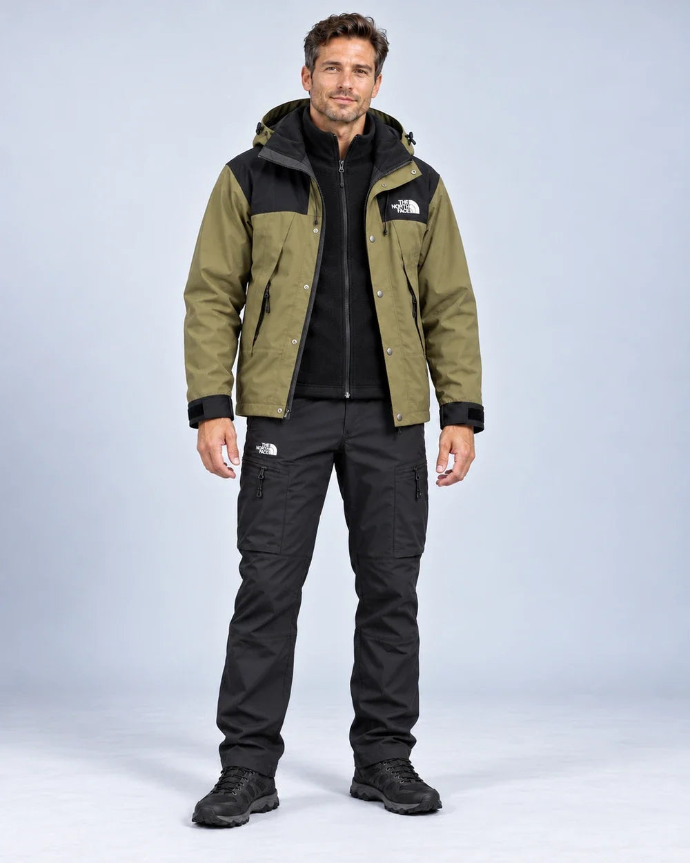 Men's 3-Piece Waterproof Outdoor Set – Hooded Jacket, Fleece Liner & Cargo Pants